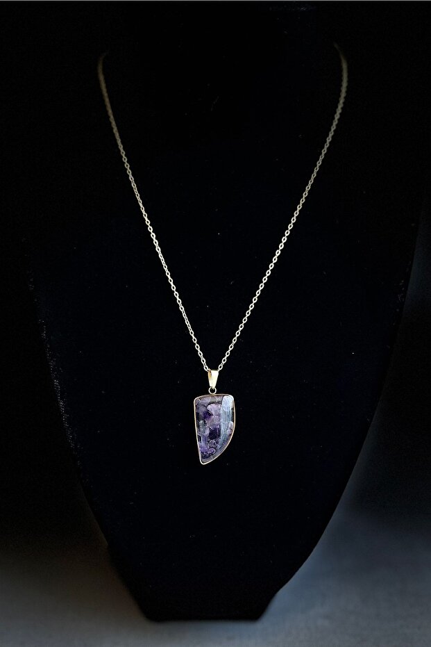Caprea Steel Natural Stone Necklace Gold Color Tarnish Resistant Necklace with 45 cm Chain