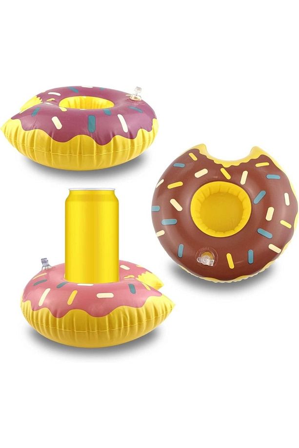 Donut Bardak Tutucu Şişme - Yüzen İçecek Tutacağı - Bardaklık-Deniz Bardak Tutma Şişme-İçecek Tutucu - 5