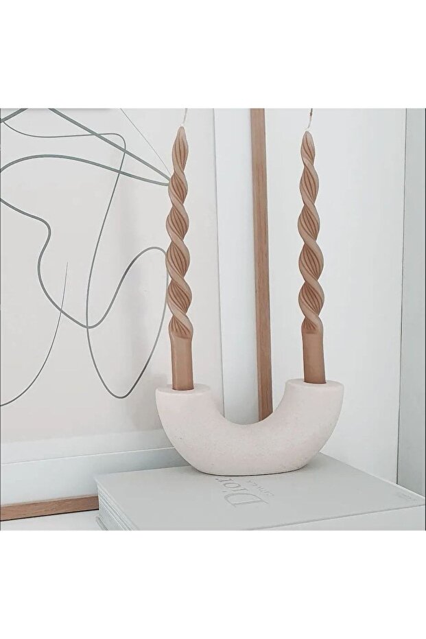 Yarım Ay Şamdan Mumluk Beyaz - 3