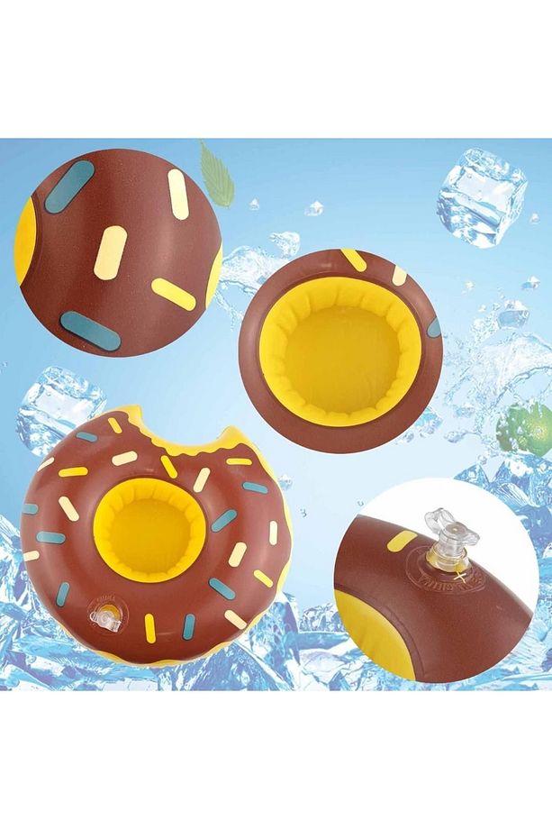 Donut Bardak Tutucu Şişme - Yüzen İçecek Tutacağı - Bardaklık-Deniz Bardak Tutma Şişme-İçecek Tutucu - 3