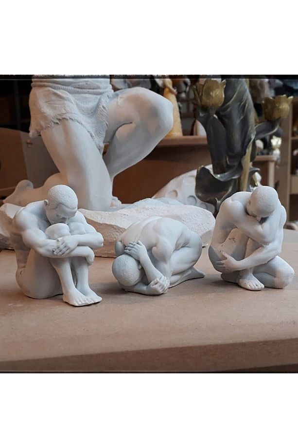 Düşünen Adamlar 3lü Set Dekoratif Obje Biblo Heykel Büst - 1