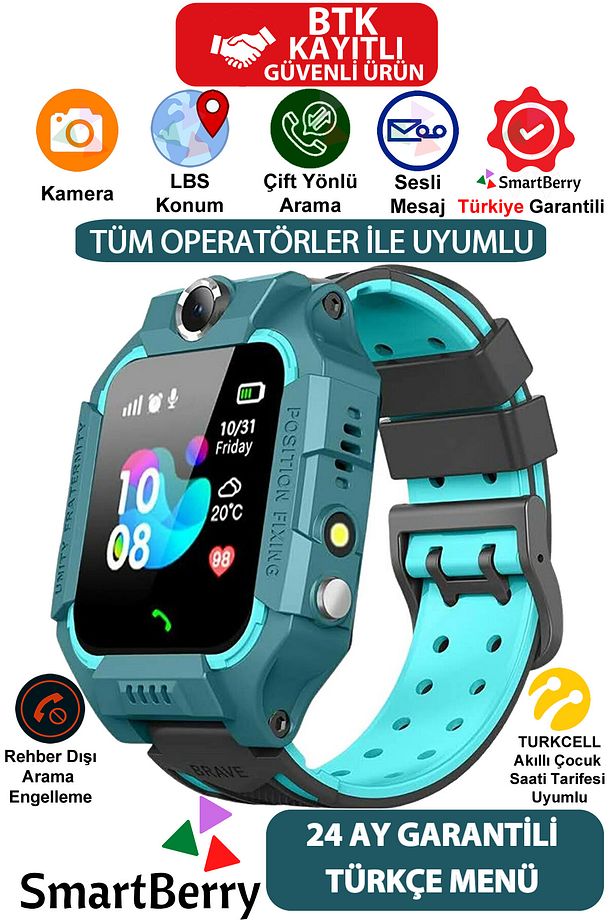 Z2 Lbs Konumlu Akıllı Çocuk Takip Saati Sim Kartlı Arama, Kameralı, Gizli Dinleme Özellikli - Yeşil - 1