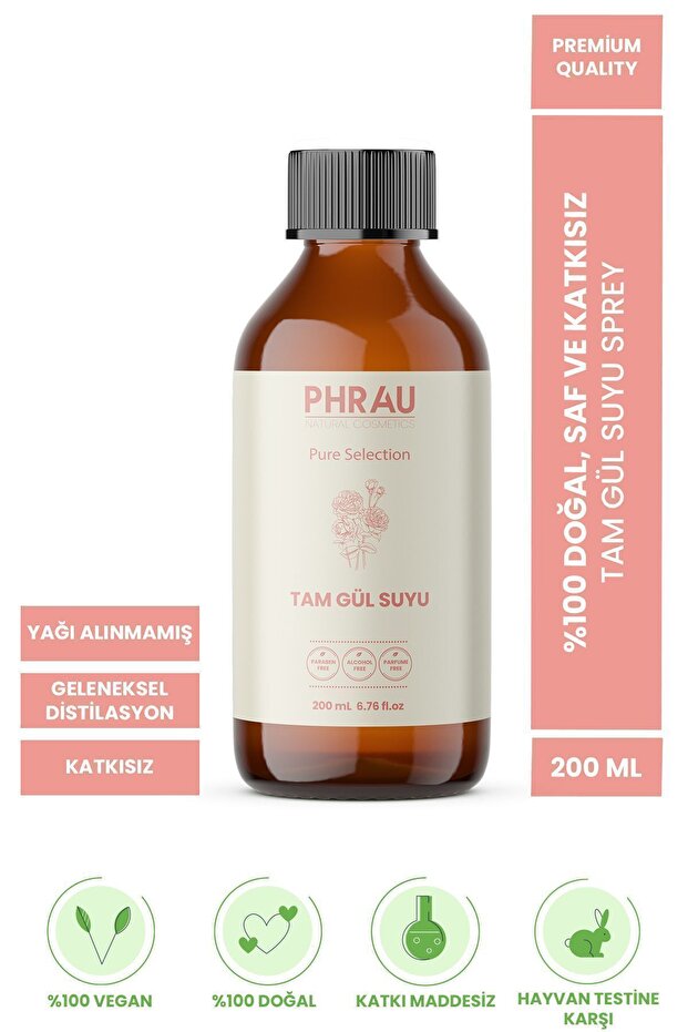 100% Natural and Additive-Free Full Fat Rose Water Tonic 200 ml