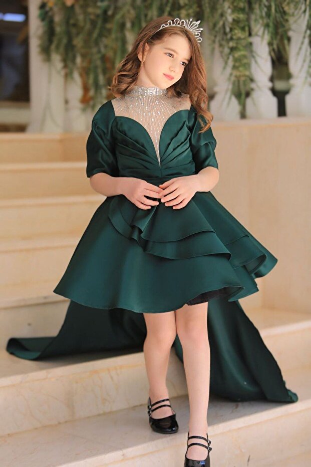 girls wedding graduation removable perelin dress