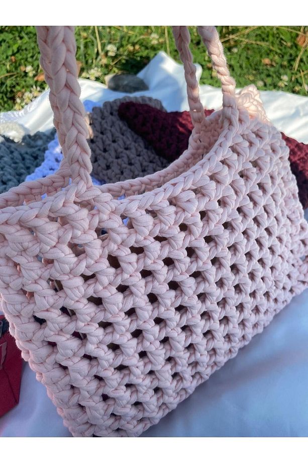 Handmade Orijinal Faturalı El Örgüsü Çanta Yazlık Çanta - 1