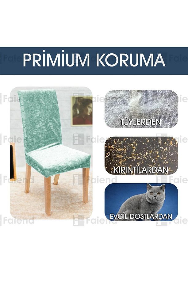 Kaliteli Likralı Kadife Sandalye Örtüsü Sandalye Kılıfı Mutfak Sandalye Örtüsü Sandalye Koruma Tekli - 4