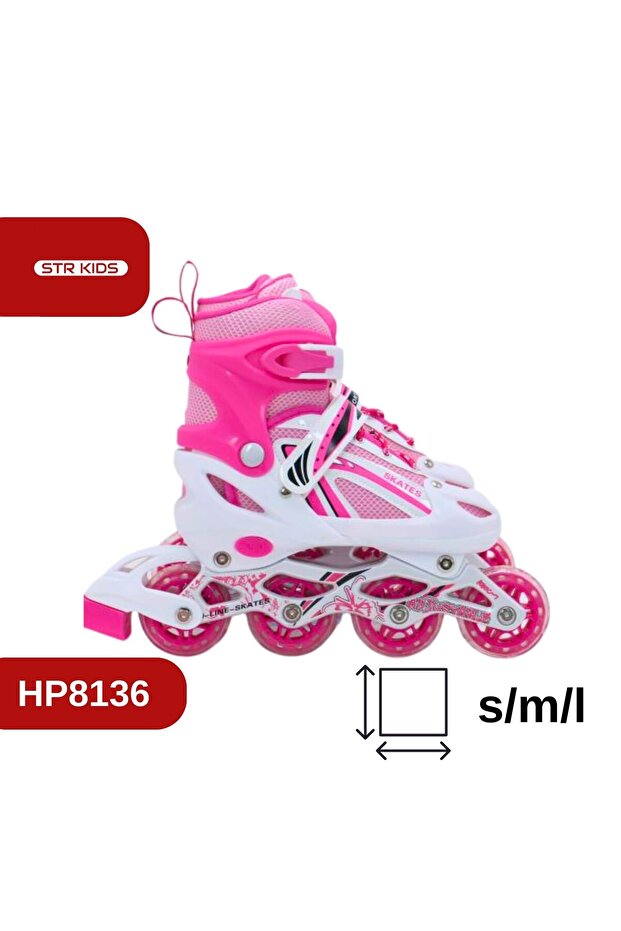 زلاجات تدريب قابلة للتعديل بصف مزدوج باللون الوردي - 5