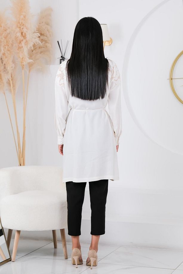Massimo donna çiçek detaylı tunik ekru s-24-281 - 4