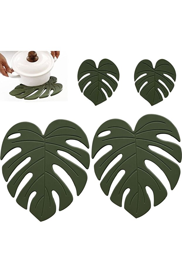 1 Piece of Leaf-Shaped Silicone Multi-Purpose Trivet, Heat-Resistant Non-Slip Pot Mat Trivet
