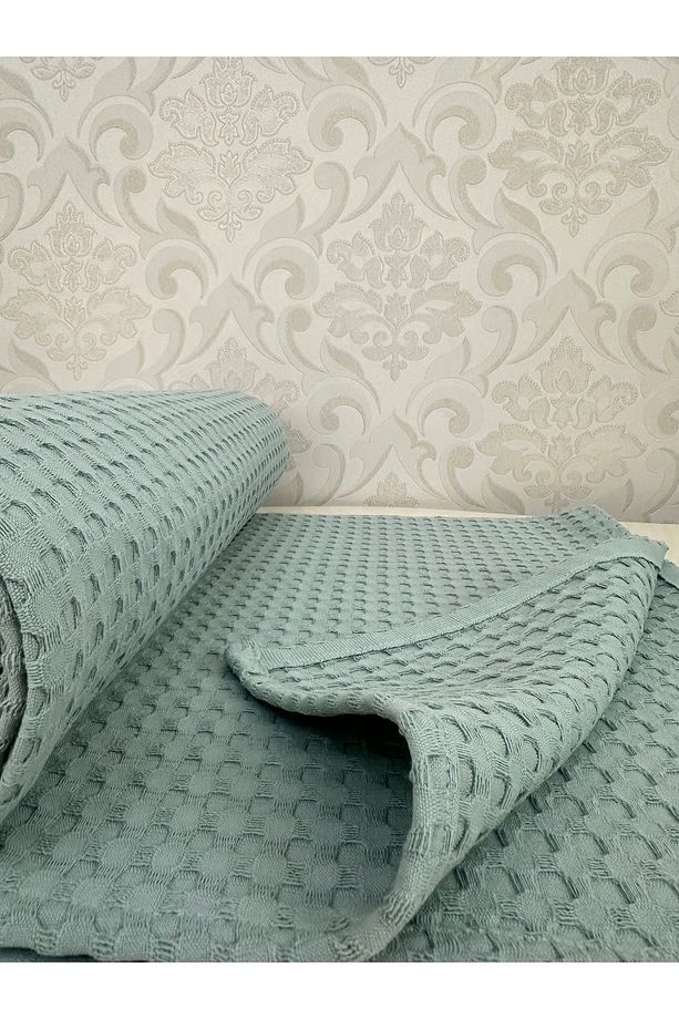 Premium %100 Pamuk Tek Kişilik Yazlık Pike, Yatak Örtüsü, Terletmez Kumaş(NİL YEŞİLİ)(160X240CM) - 4