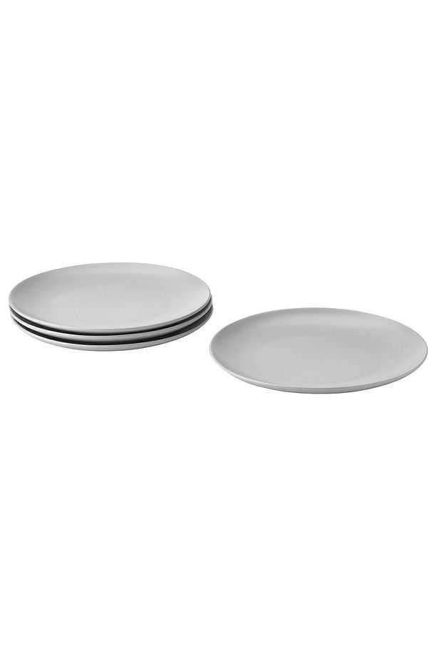 4 Adet Tabak Seti Mat Açık Gri Renk 26 cm, 4 Adet, Stoneware Yuvarlak Servis Tabak Seti - 1