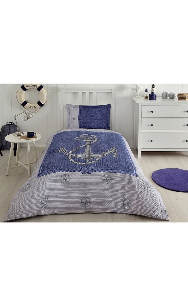 Outlet Anchor Denim Tek Kişilik Kapitone Nevresim Takımı - 1