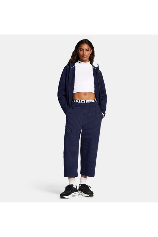 Kadın UA Unstoppable Fleece Grid Crop Eşofman Altı 1386492-410 - 3