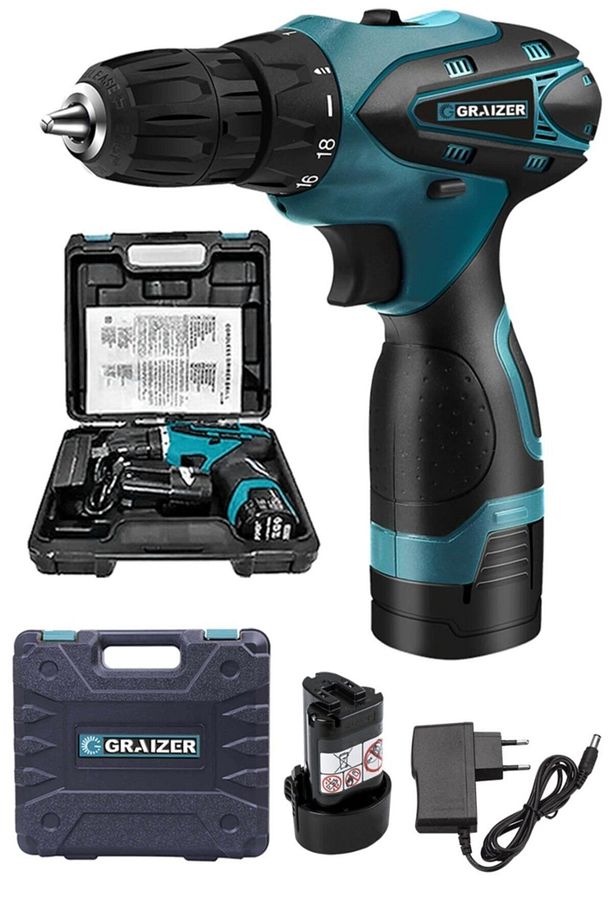 Alman Titan Series 32 V Sjs Çift Metal Şanzuman Çift Akülü Şarjlı Vidalama Matkap Mavi Ar - 3