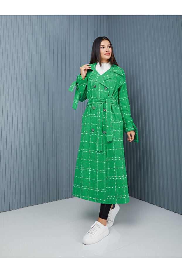 Oversize Coat - Plaid Patterned - 5