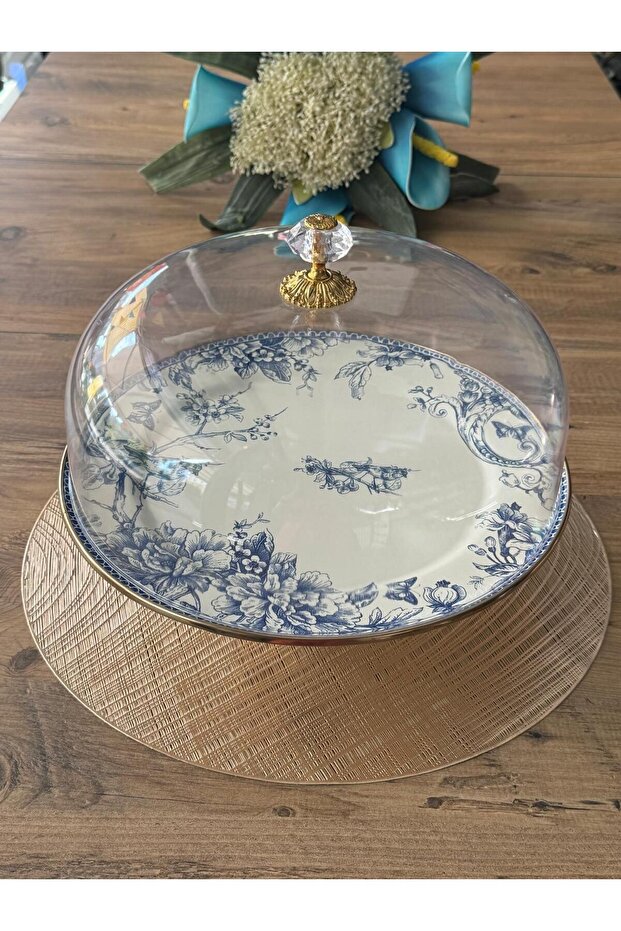 Enameled Blue Cake Jar