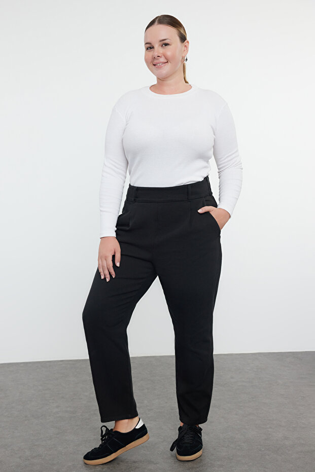 Siyah Yüksek Bel Straigt Fit Büyük Beden Jeans TBBAW25CJ00002 - 2
