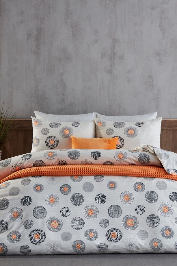 Polycotton Pamuklu Nevresim Takımı Cosmos Tek King Size - Gri - 2