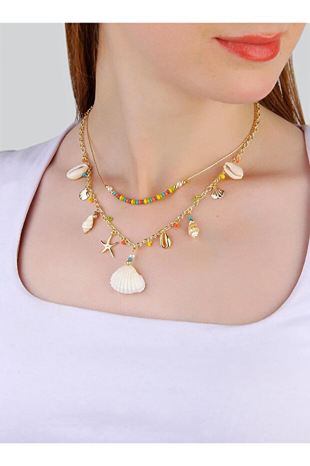 Sea Objects Bead Necklace - Double Cord - 2