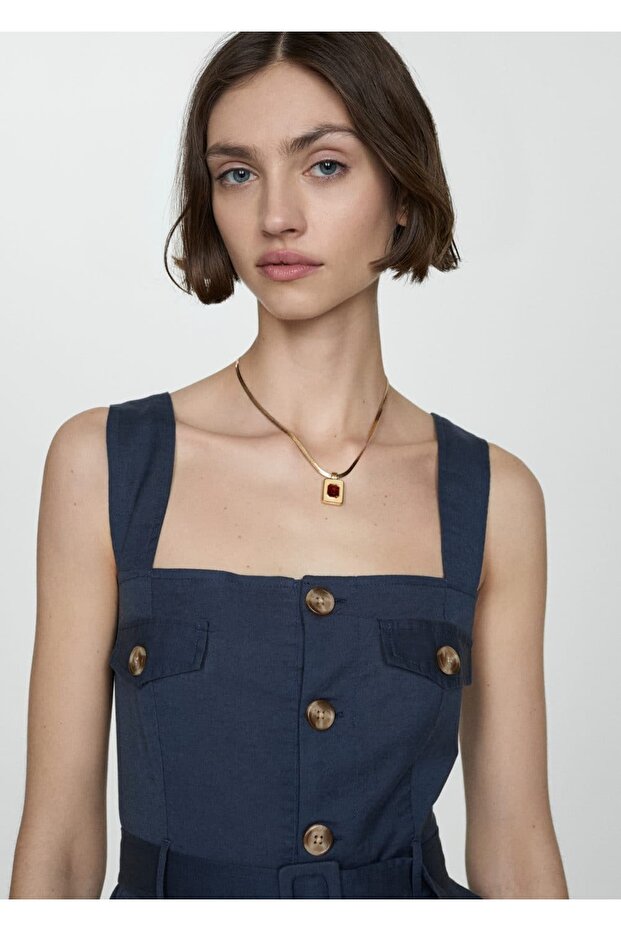 Düğmeli kısa tulum - 5