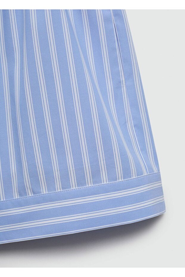 Çizgili düz kesim şort - 6