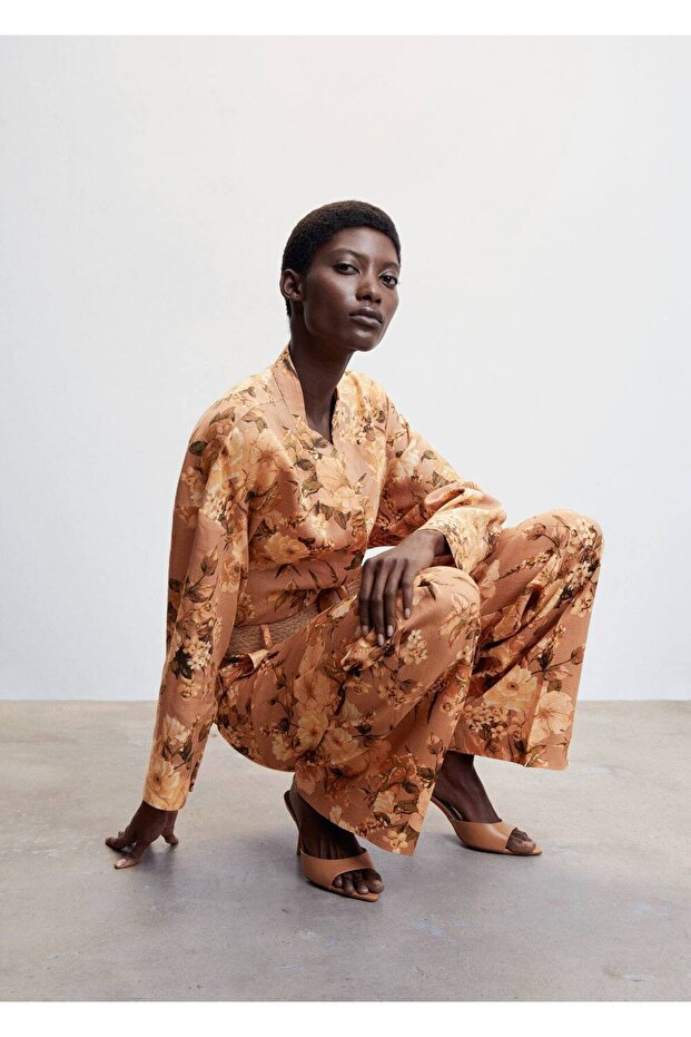 Leinenhose mit Blumenmuster - 5