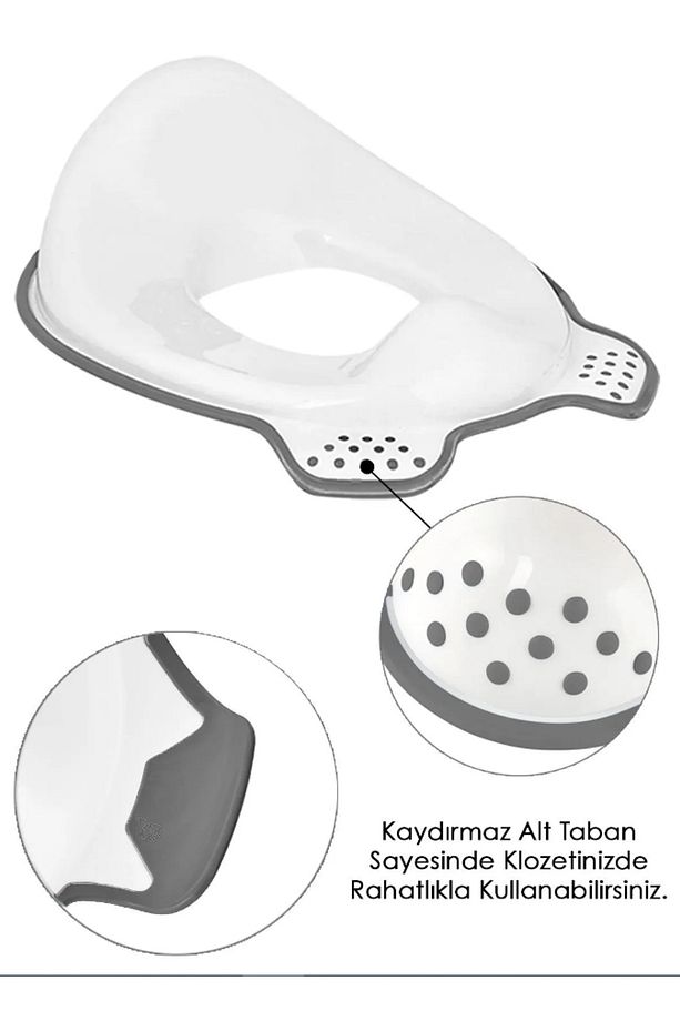Silikonlu Kaydırmaz Çift Basamaklı Çocuk Taburesi Ve Klozet Adaptörü Çocuk alıştırma 2li - 4