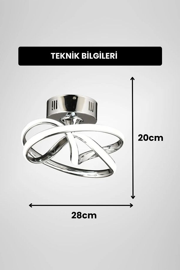 Eclipse Model Krom Kaplama Metal Salon Mutfak Oturma Yatak Odası Modern Led Plafonyer Avize - 2