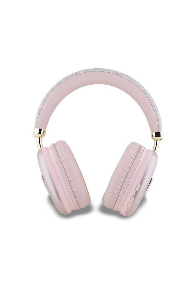 Lisanslı Kulak Üstü Bluetooth Kulaklık Guess PU 4G Desenli Üçgen Logolu V5.3 Pembe - 3