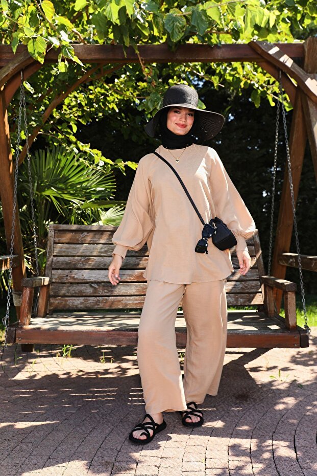 Bež ležerni muslin set - 4