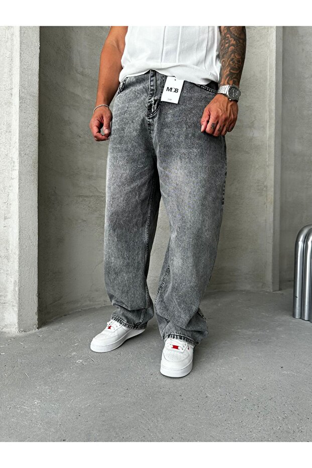 بنطلون رمادي فضفاض للغاية - 3