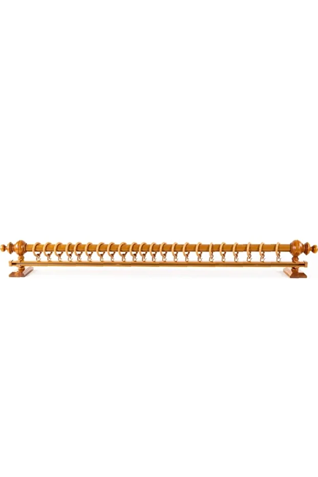 Meşe Tek Raylı Ahşap Rustik Perde Askısı - 150 Cm - 1