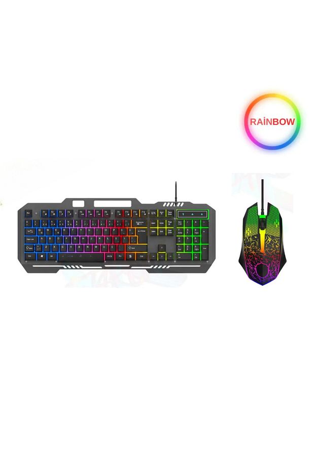 Togo Rainbow Oyuncu Klavye Mouse Seti Usb Girişli Kablolu 2İN1 Gaming Set - 1