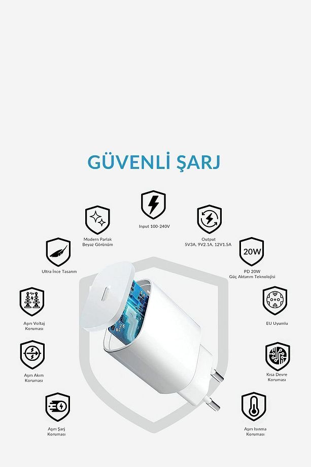 By Deji Iphone 8 X Xs Xr 11 12 13 14 7 Pro Max Mini Plus Uyumlu 20w Hızlı Şarj Adaptörü Type-c - 4