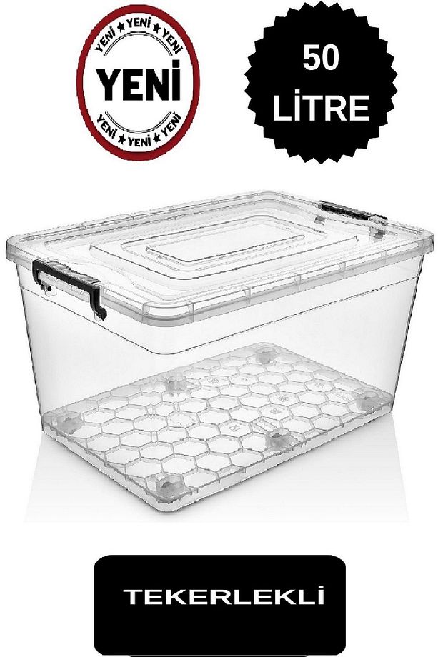 Tekerlekli Saklama Kabı 2 li set 50 Lt ve 70 Lt büyük boy Tekerlekli Saklama Kutusu depolama oyuncak - 3