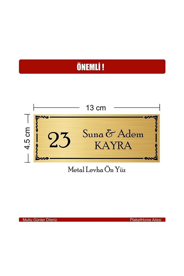 Kişiye Özel Metal Kapı Isimliği-yapışkanlı Kapı Süsü Model 009 - 2