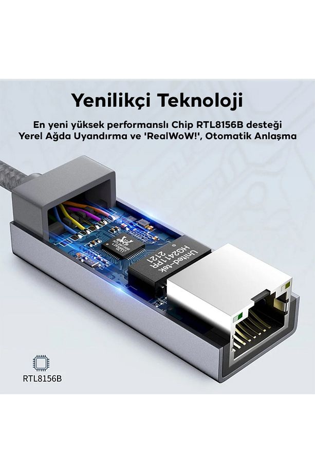 USB 3.0 to RJ 45 2.5 Gbps Ethernet kablosu SİYAH - 2