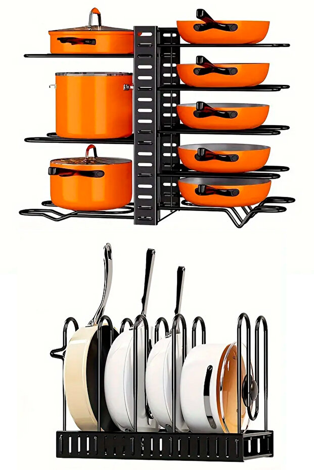 Pot and Pan Organizer 8 Layers Multi-Purpose