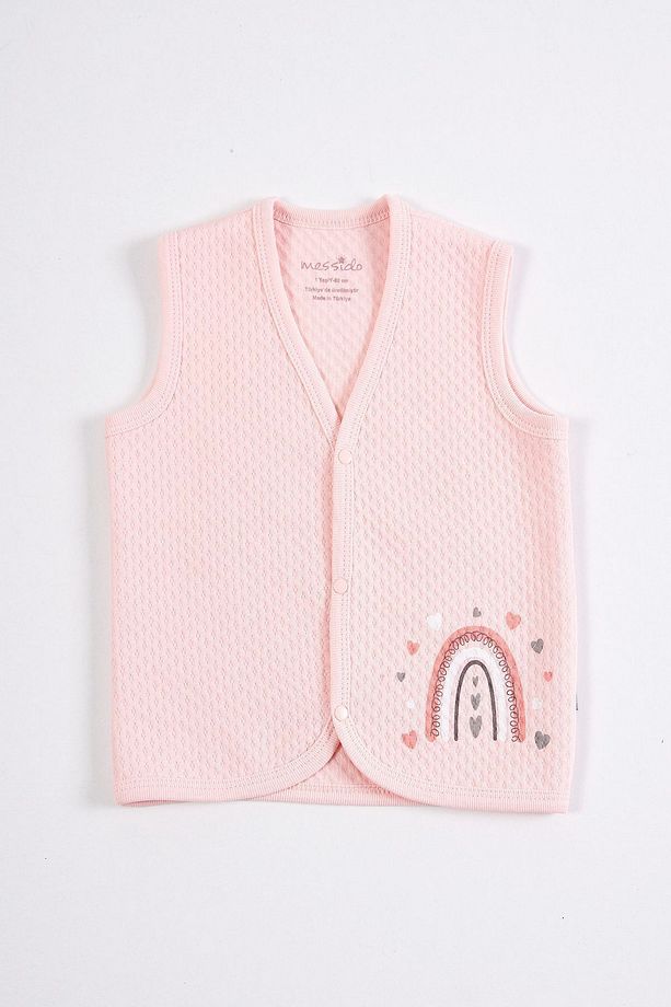Kapitone Kız Bebek Yelek - Pembe - 4