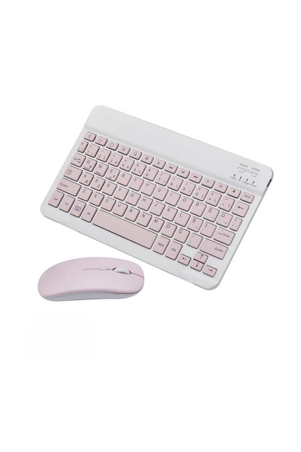 Bluetooth Kablosuz Klavye Ve Mouse Seti Kablosuz Klavye Renkli 150h Şarjlı - 1