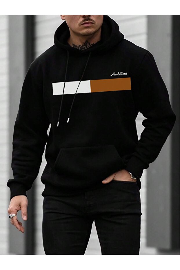 Unisex Hooded Printed Sweatshirt - Oversized Sweatshirt