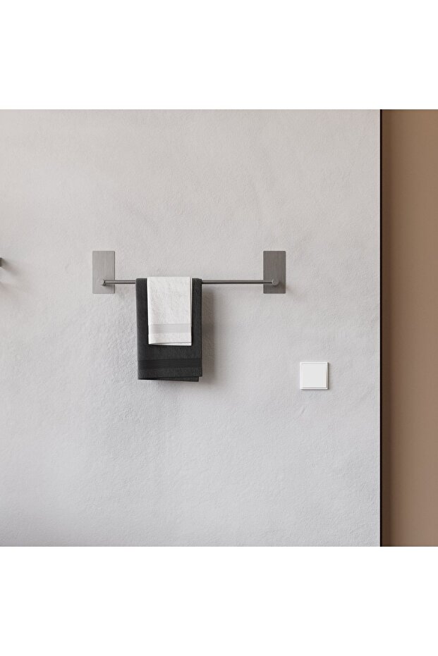 Paslanmaz Çelik Havlu Askılığı / Havluluk - Yapışkanlı Sistem - Altomonte 50cm Tam Havlu Ölçüsü - 5