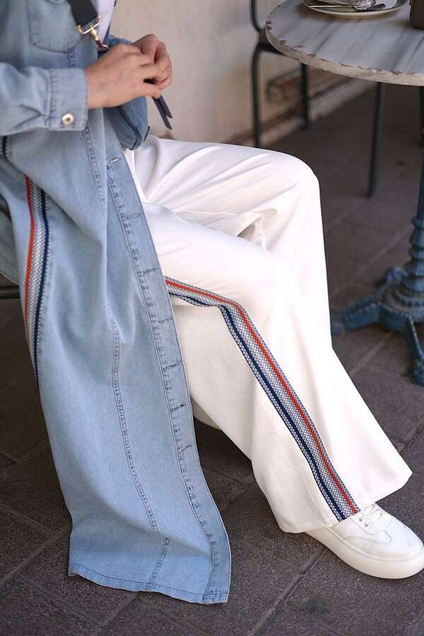 Kadın Denim Düğmeli Trenç Elbise-Mavi - 3