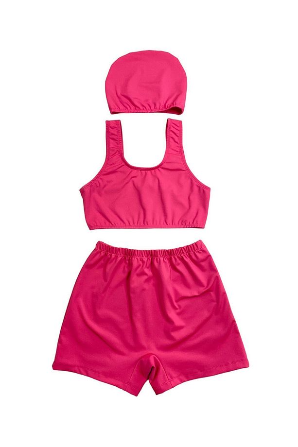 KIZ ÇOCUK ŞORTLU TAKIM MAYO (PEMBE) - 1