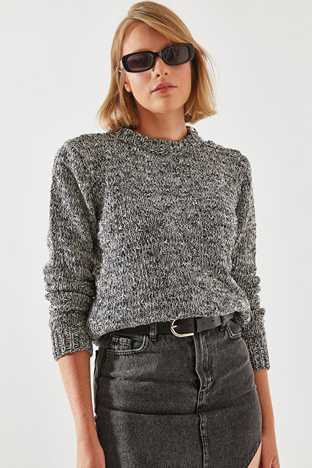 Women's Melange Shoulder Patched Sweater 20246172