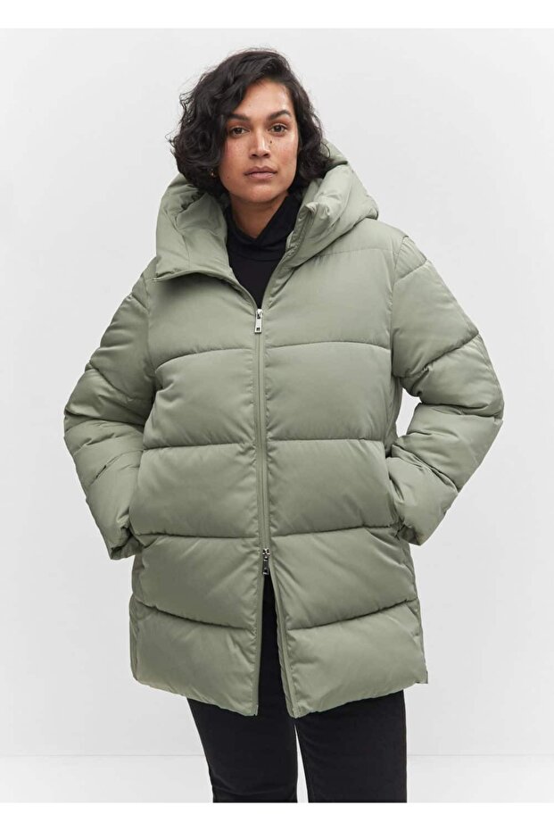 Kapüşonlu kapitone anorak - 6