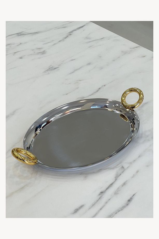 Lüx Oval Tek Kişilik Çelik Tepsi - 1