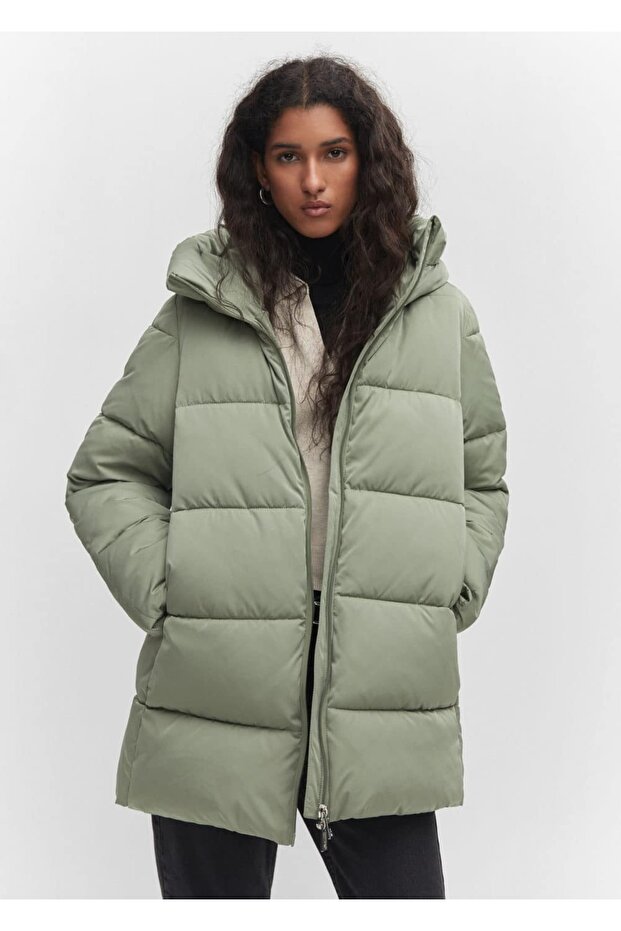Kapüşonlu kapitone anorak - 1