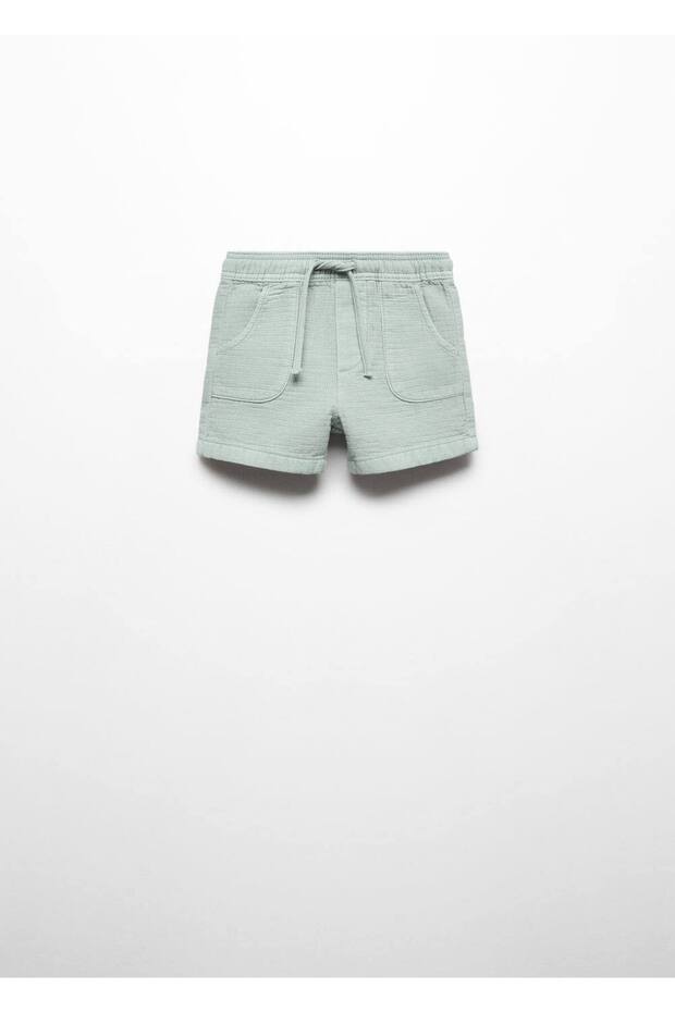 Beli elastik pamuklu şort - 3