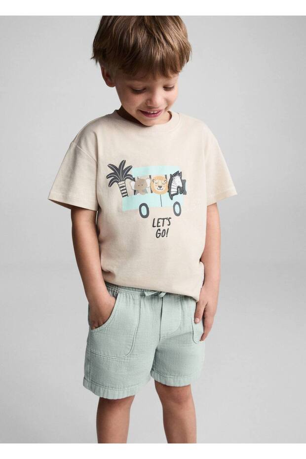 Beli elastik pamuklu şort - 1